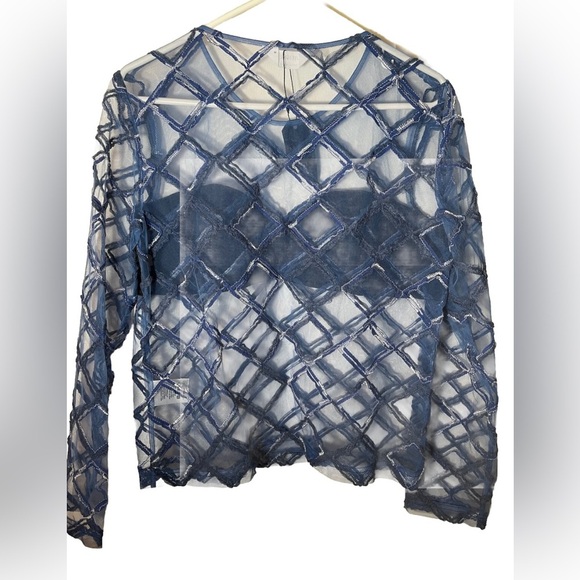 NWT Vivienne Hu Sheer Diamond Embroidered Print Blouse Size 8 - Picture 4 of 7